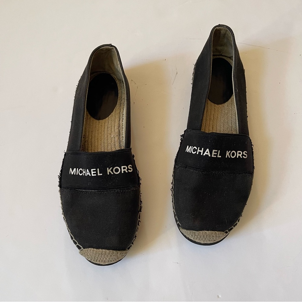 Michael Kors Black Canvas Slip-Ons Espadrille